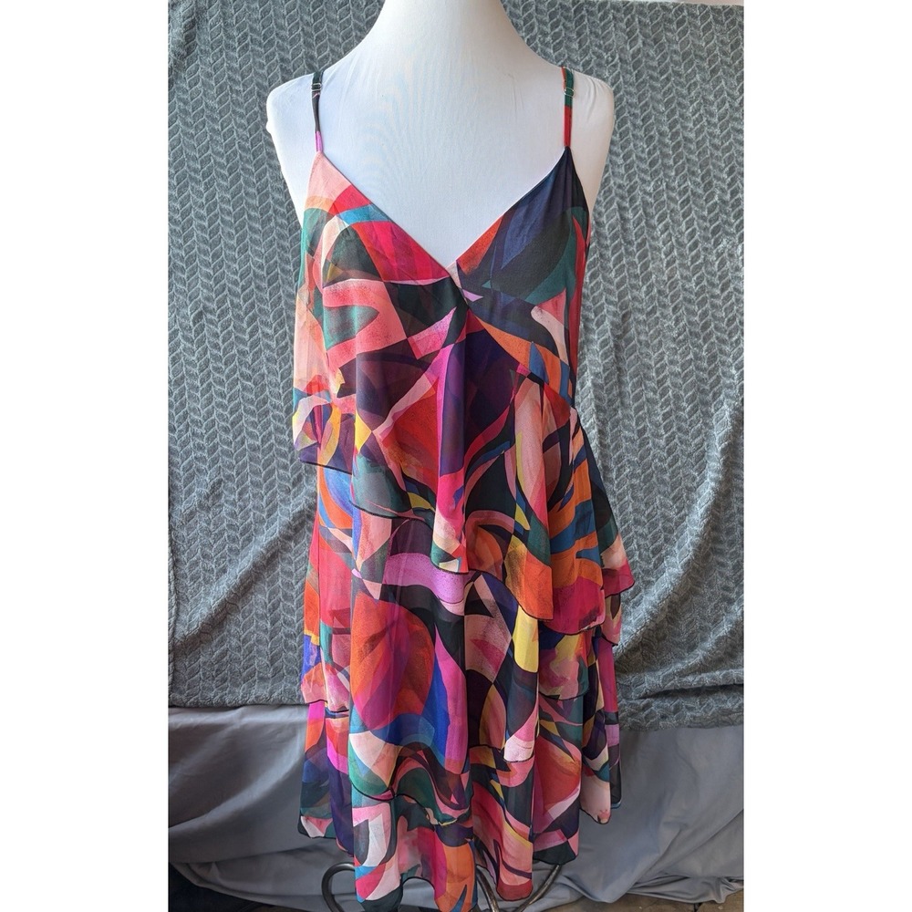 Molly Bracken Floral Dress Women Size Small Multicolor V-Neck Ruffle Mini P1775D